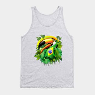 Toco Toucan with Brazil Flag Tank Top